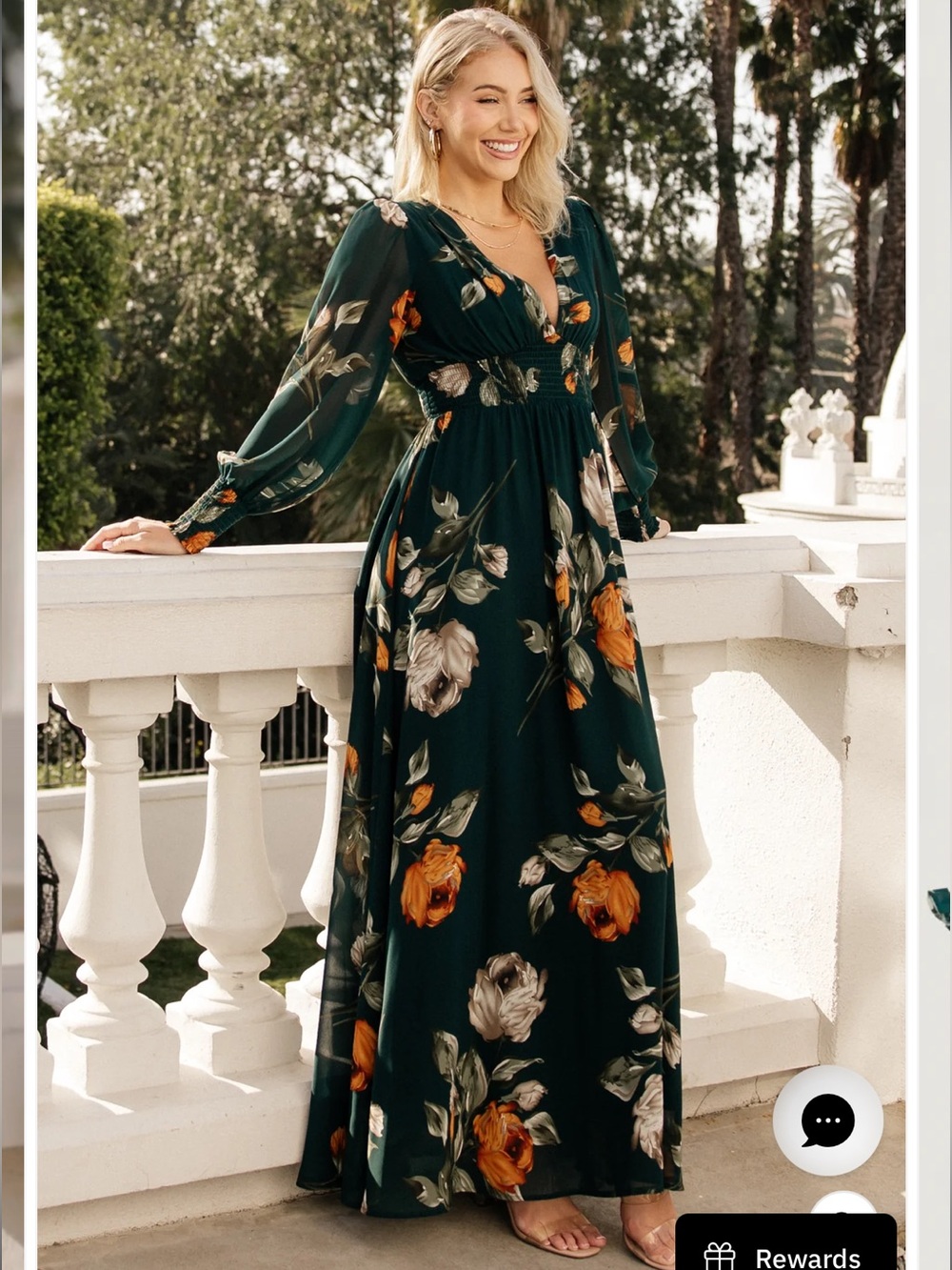 Baltic Born Teal Floral Maxi Dress with Long Sleeves - Picture 5 of 7